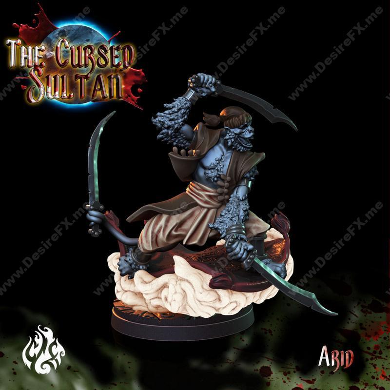 被诅咒的苏丹——荒漠剑舞者 3D打印模型|The Cursed Sultan – Arid the Sword Dancer – 3D Print Model