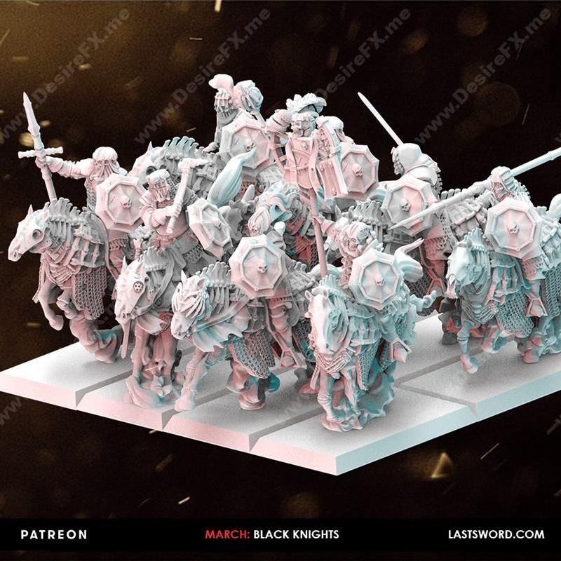 Last Sword迷你模型——黑骑士3D打印雕塑|Last Sword Miniatures – Black Knights – 3D Print Model STL