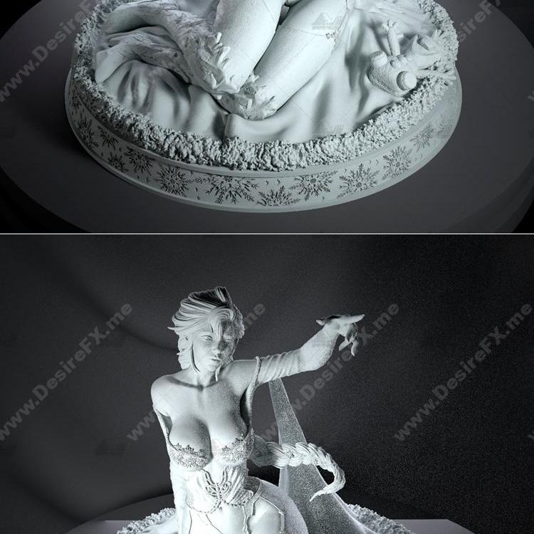 冰雪奇缘 Elsa 3D打印模型|Frozen Elsa – 3D Print Model STL