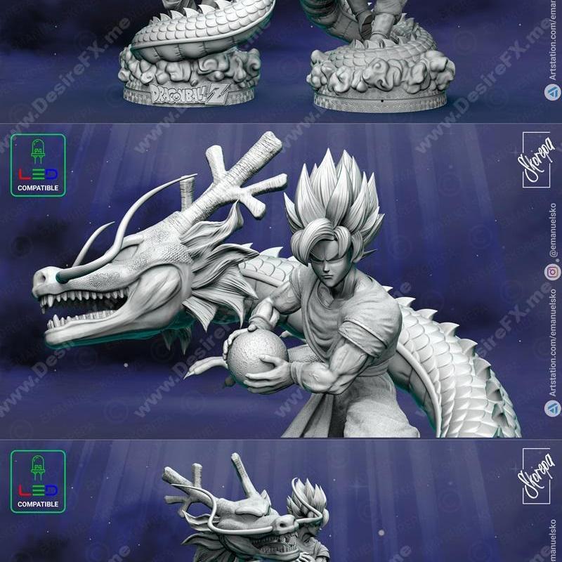 悟空与神龙 3D打印模型|Goku and Shenlong – 3D Print Model STL
