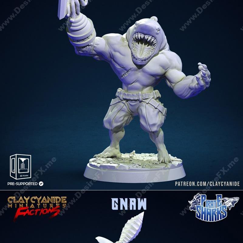 陶瓷氰化物迷你模型——海盗鲨鱼——3D打印模型|Clay Cyanide Miniatures – Pirate Sharks – 3D Print Model STL