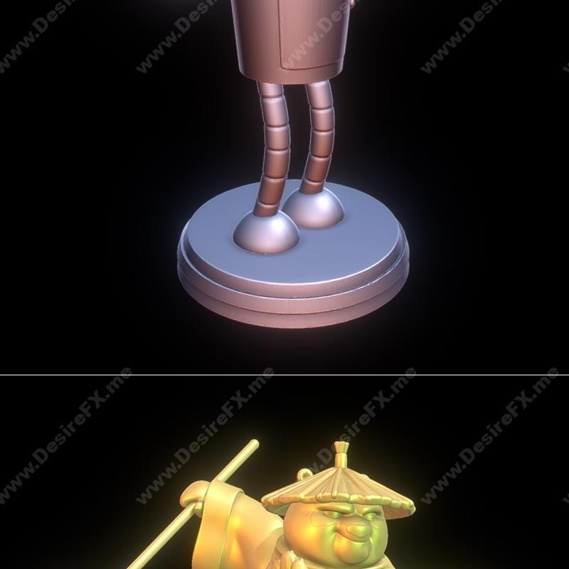 弯道龙与功夫熊猫：传奇武者3D打印模型|Bender Bending Rodríguez and Po The Legendary Warrior Kung Fu Panda – 3D Print Model STL