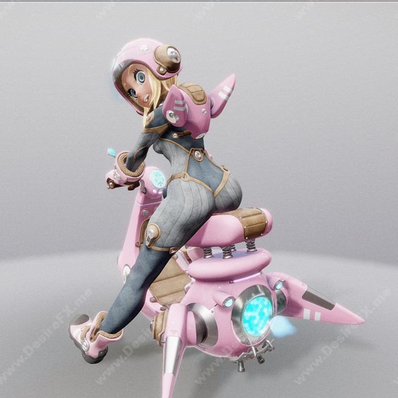 科幻少女滑板车——3D打印模型|Sci-fi Scooter Girl – 3D Print Model STL