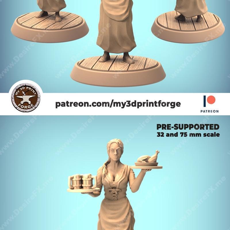 My3DPrintForge - 杠铃酒保 - 3D打印模型|My3DPrintForge – Barmaid – 3D Print Model STL