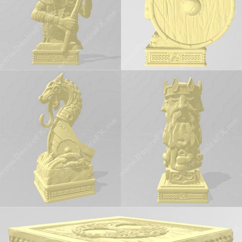 维京棋盘模型 3D打印|Viking Chess Set – 3D Print Model