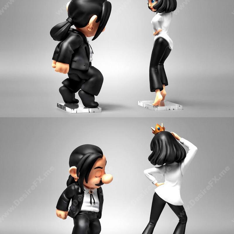 马里奥与碧琪 3D打印模型|Mario and Peach – Pulp Fiction Style – 3D Print Model