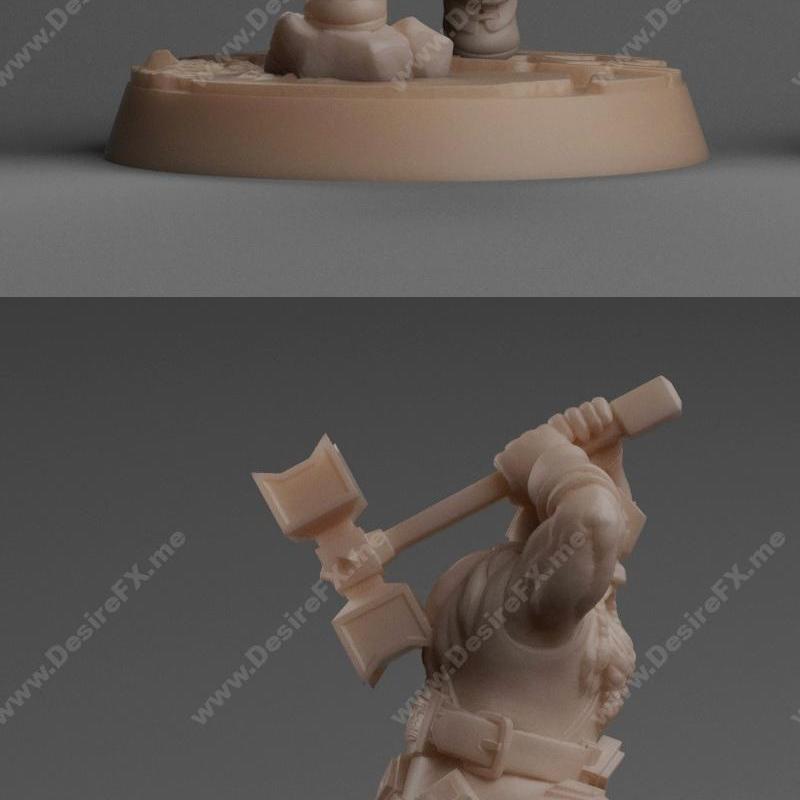 锤子矮人——3D打印模型|Dwarf with hammer – 3D Print Model
