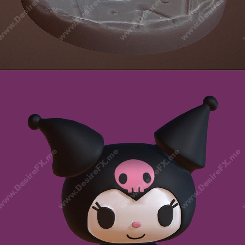 3D打印模型：小狼与黑米——来自《求求了，我的旋律》的角色精品|Wolf Link young and Kuromi from Onegai My melody – 3D Print Model STL