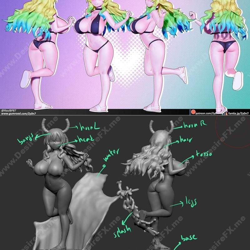 Lucoa - 3D打印模型：动漫角色立体造型|Lucoa – 3D Print Model STL