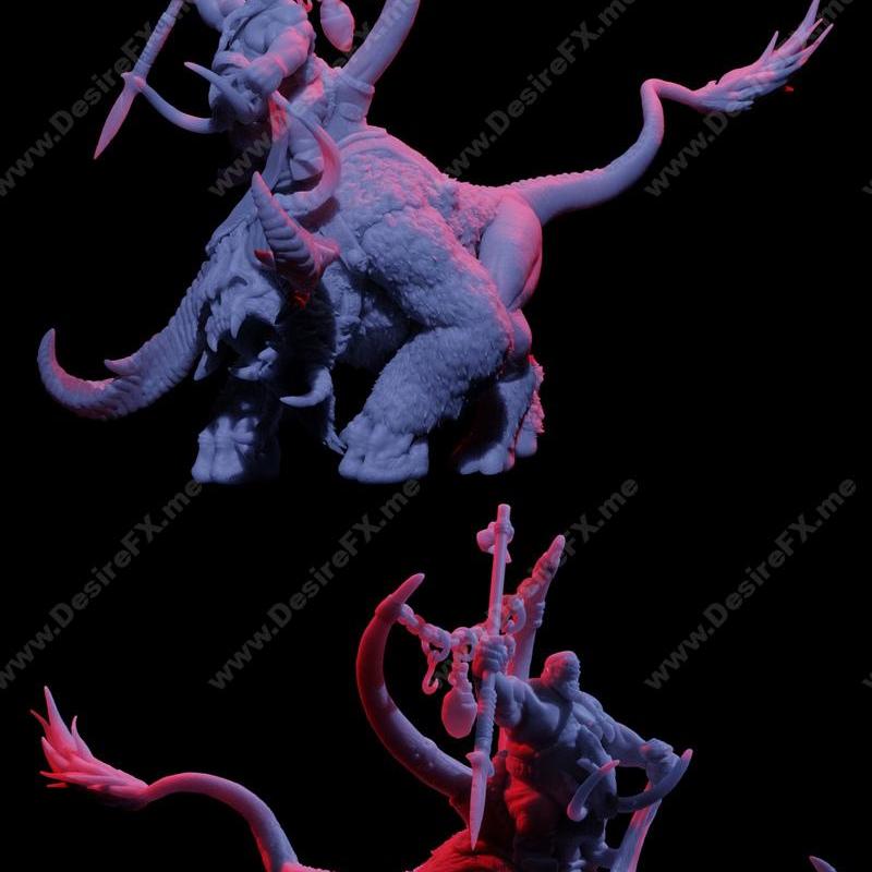 巨兽王与岩石之 Skull——3D打印模型|Beastlord on Boulderskull – 3D Print Model