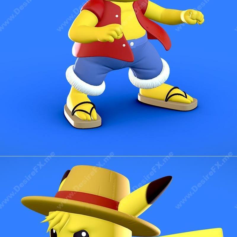 路飞皮卡丘 3D打印模型|Luffy Pikachu – 3D Print Model STL