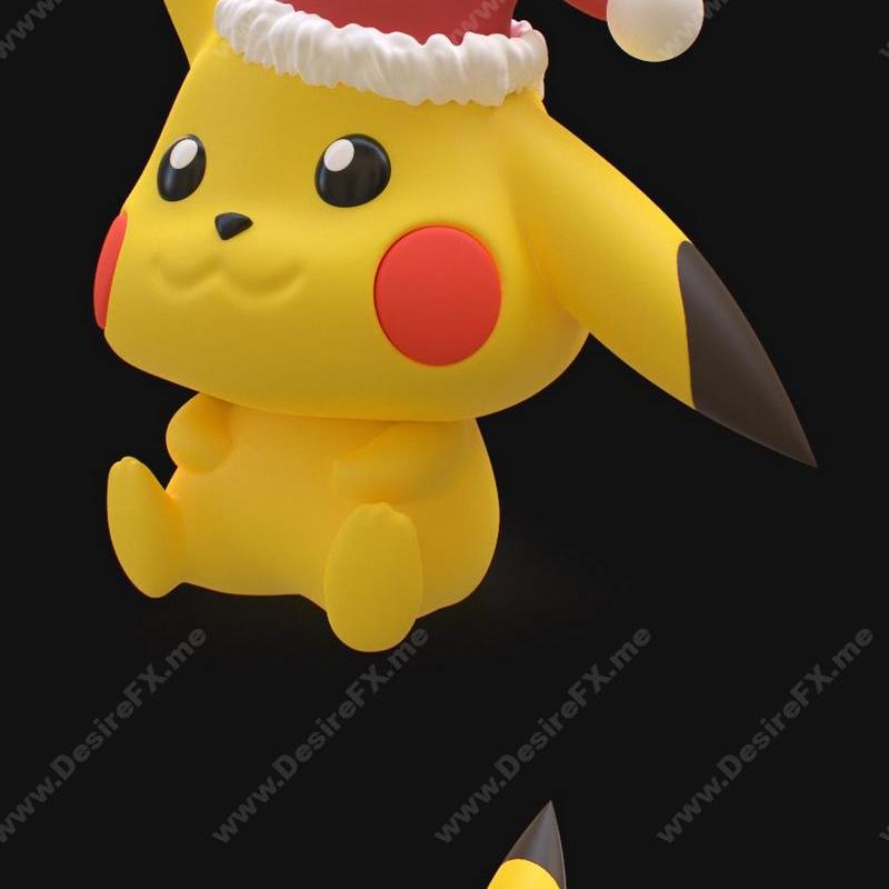 PlaKit宝可梦皮卡丘圣诞 3D打印模型|PlaKit Pokemon Pikachu Christmas – 3D Print Model