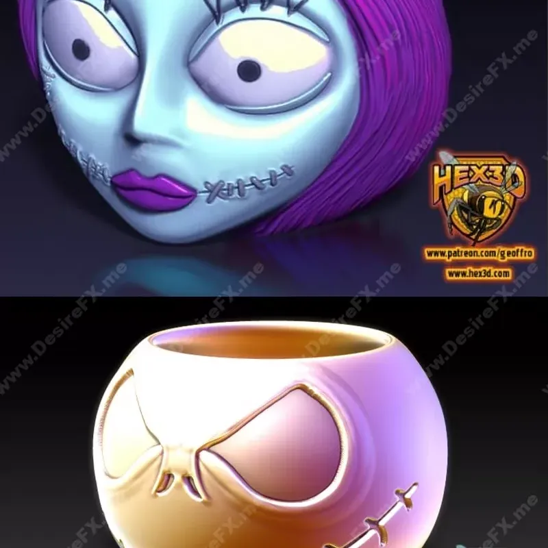 Hex3D - Ooogie Boogie碗与杯 - 3D打印模型|Hex3D – Ooogie Boogie Bowl and Mug – 3D Print Model STL