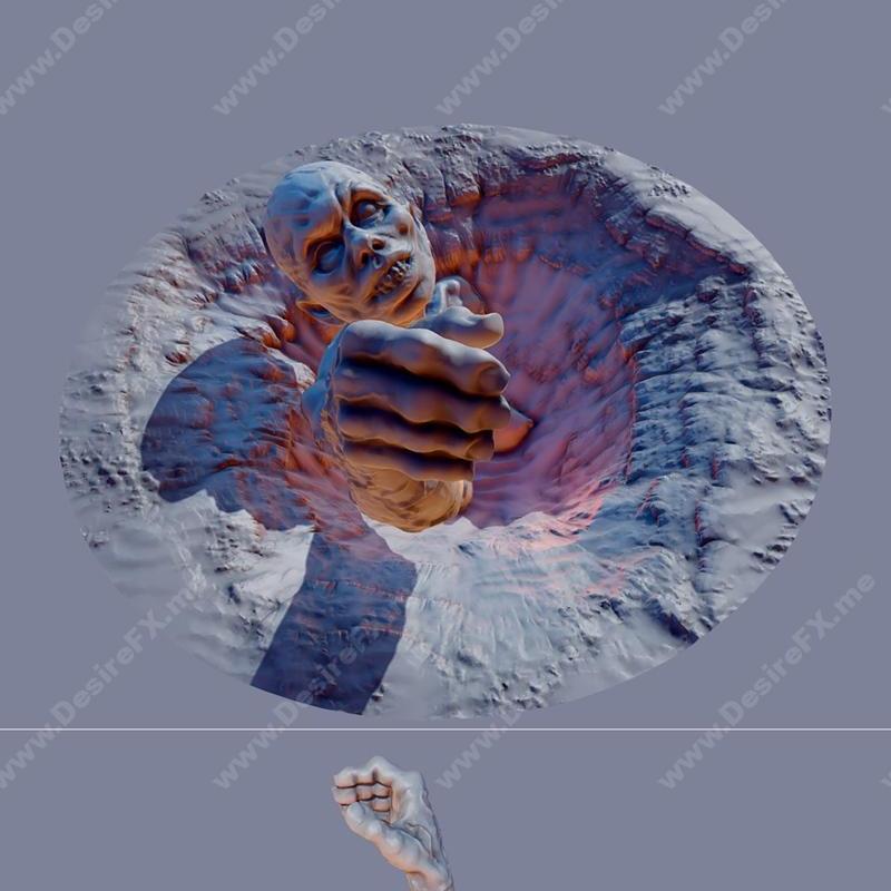 洞穴中的僵尸——3D打印模型|Zombie In The Hole – 3D Print Model STL