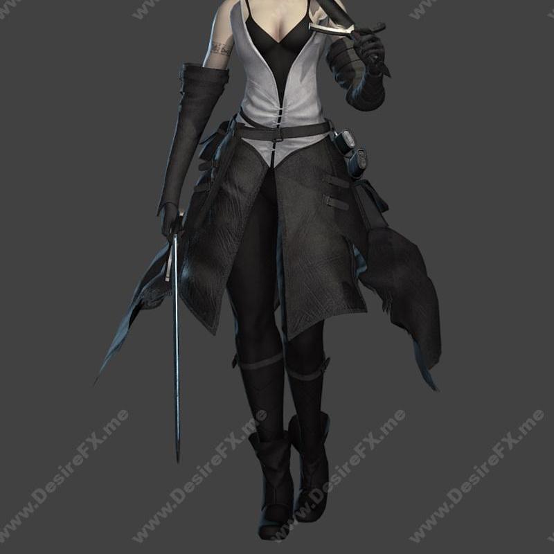 哈雷迪动漫风剑士3D打印模型|Harley bust Anime style and Sword Fighter – 3D Print Model STL