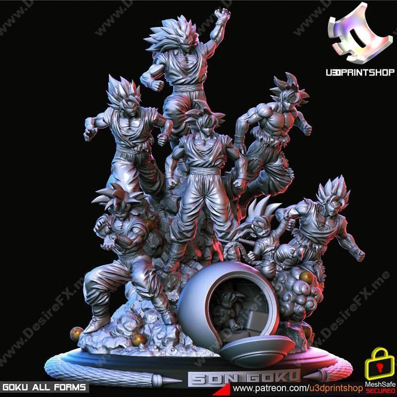 龙珠 - 悟空 - 3D打印模型|Goku, Todas as Formas – Dragon Ball – 3D Print Model STL