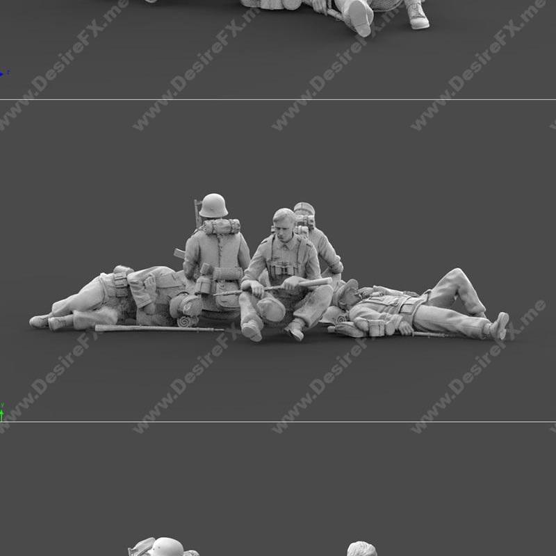 德军士兵休憩 3D打印模型|German soldiers rest – 3D Print Model STL