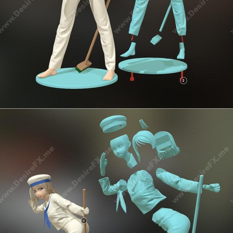 Sailor Girl 3D打印模型|Sailor Girl – 3D Print Model STL