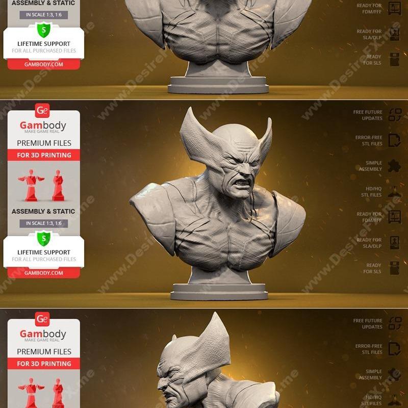 狼人头像3D打印模型|Wolverine Bust – 3D Print Model STL