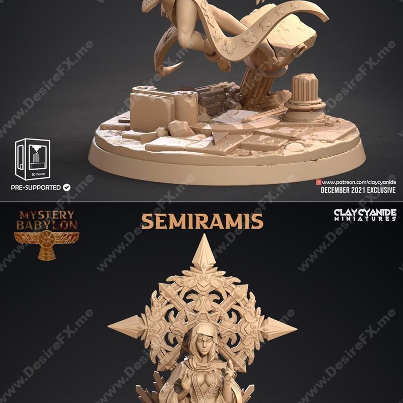 克莱因蓝迷你模型：伊南娜与塞米拉米斯 3D打印雕塑|Clay Cyanide Miniatures – Inanna, Semiramis – 3D Print Model STL