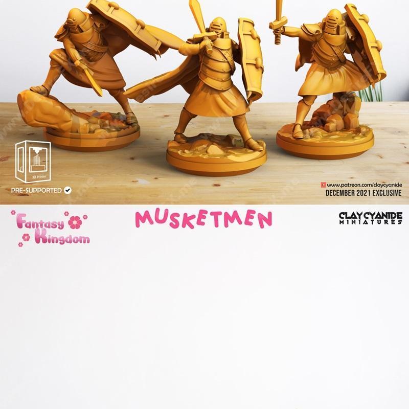 黏土氰化物迷你模型：圣骑士、火枪手 3D打印模型|Clay Cyanide Miniatures – Paladins, Musketmen – 3D Print Model STL