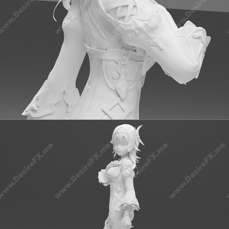 原神 欧拉少女雕像 3D打印模型|Genshin Impact – Eula Bishoujo Statue – 3D Print Model STL