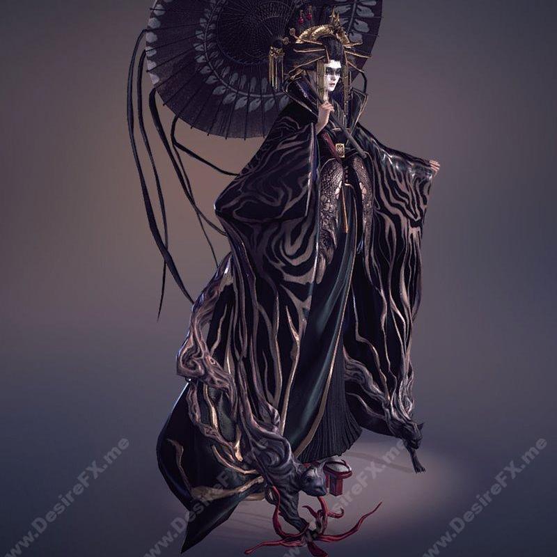 日本封建时代游女 3D打印模型|Feudal Japan Oiran – 3D Print Model STL