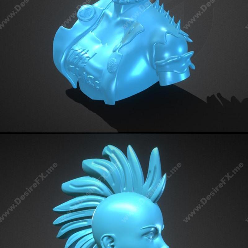 朋克风暴主题3D打印模型|Stylized Punk Storm Bust – 3D Print Model STL