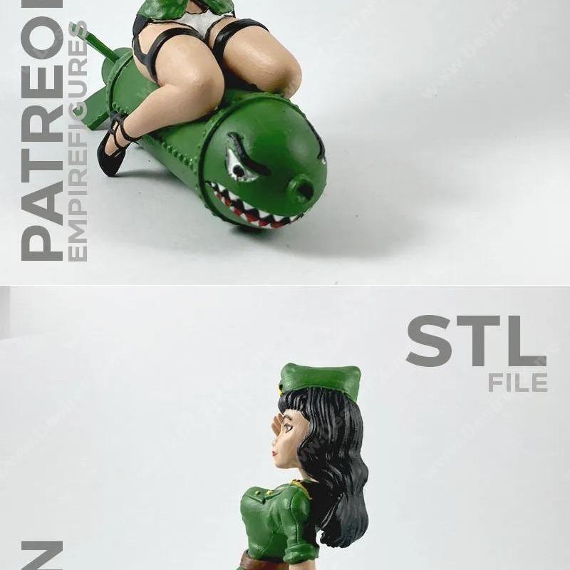 帝国图腾 - 飞行兵少女 3D打印模型|Bomber Gir – Empire Figures – 3D Print Model STL