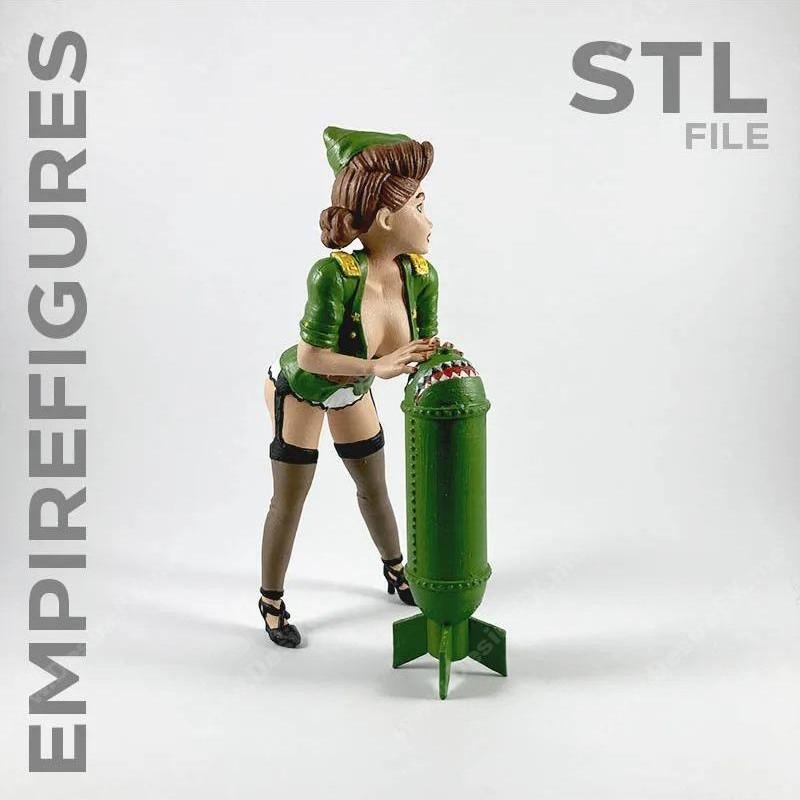 帝国图腾 02 - 3D打印模型|Bomber Gir 02 – Empire Figuresl – 3D Print Model STL