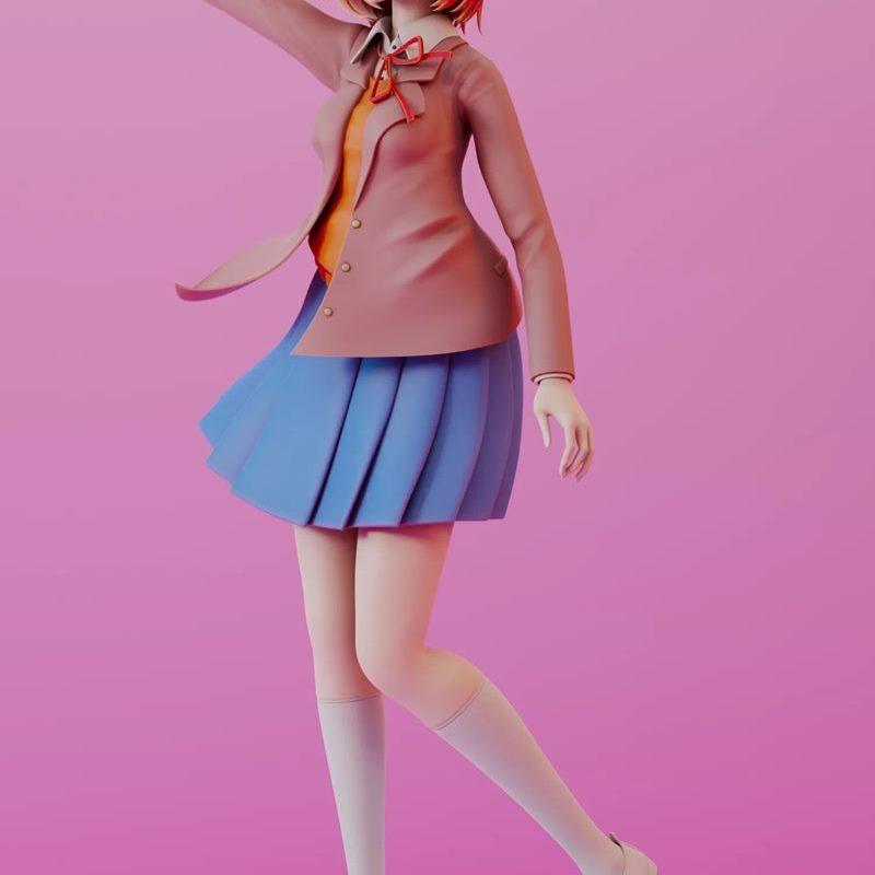Sayori - 甜心少女 - 3D打印模型|Sayori – Doki Doki Literature Club – 3D Print Model STL