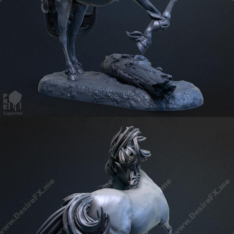 白鹿精灵 3D打印模型|White Unicorn – 3D Print Model STL
