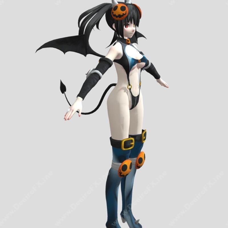 库尔米·托基萨基 Halloween 恶魔女郎 Sera B 3D打印模型|Kurumi Tokisaki Halloween Succubus and VRChat Avatar Sera B – 3D Print Model STL