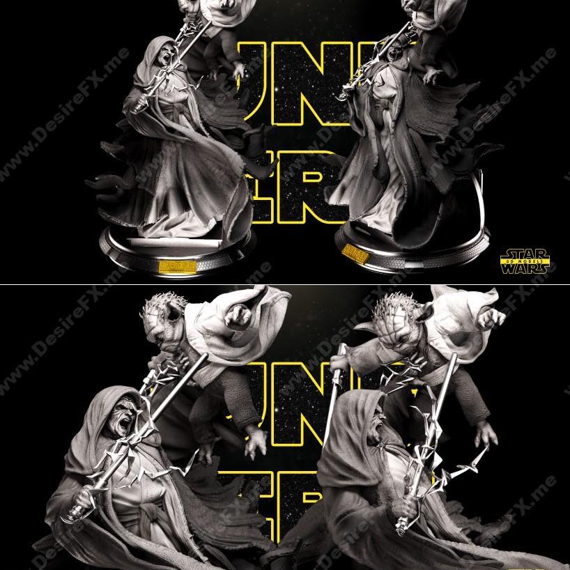 星战3D打印模型：达斯·西迪厄斯对尤达|Darth Sidious vs Yoda – Star Wars – 3d print model