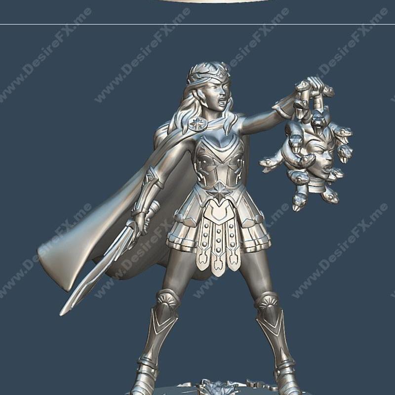 塞赫迈特女祭司与安德洛墨达公主及佩加索斯——3D打印模型|Priestess of Sekhmet and Princess Andromeda and Pegasus – 3D Print Model STL