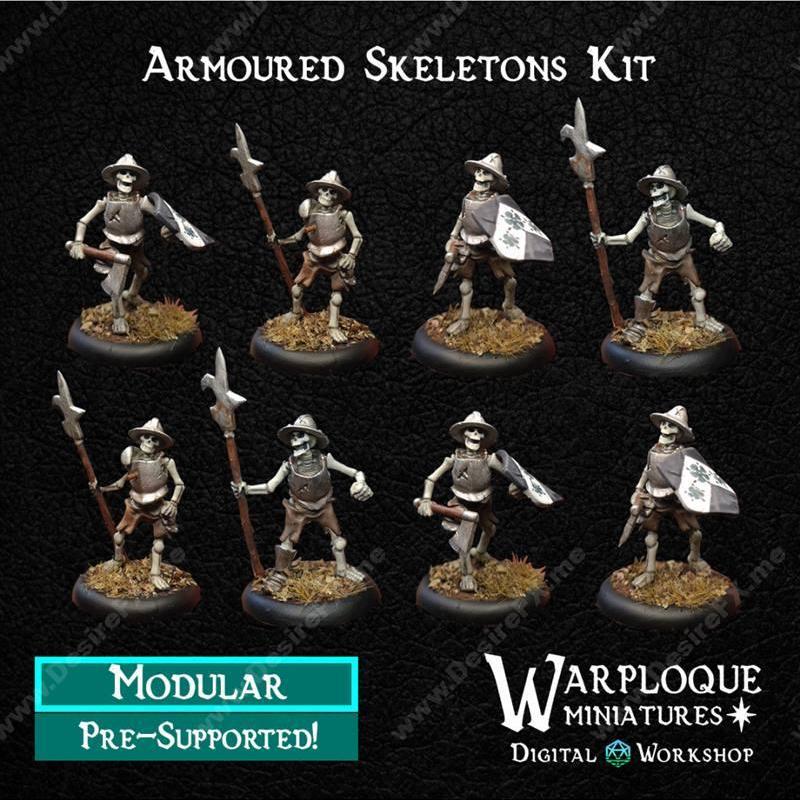 Warploque迷你模型——骷髅军团3D打印模型|Warploque Miniatures – The Skeleton Legion – 3D Print Model STL