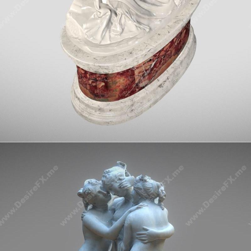 米开朗基罗的《哀悼基督》与三位女神——3D打印模型|Pieta by Michelangelo and The Three Graces – 3D Print Model STL
