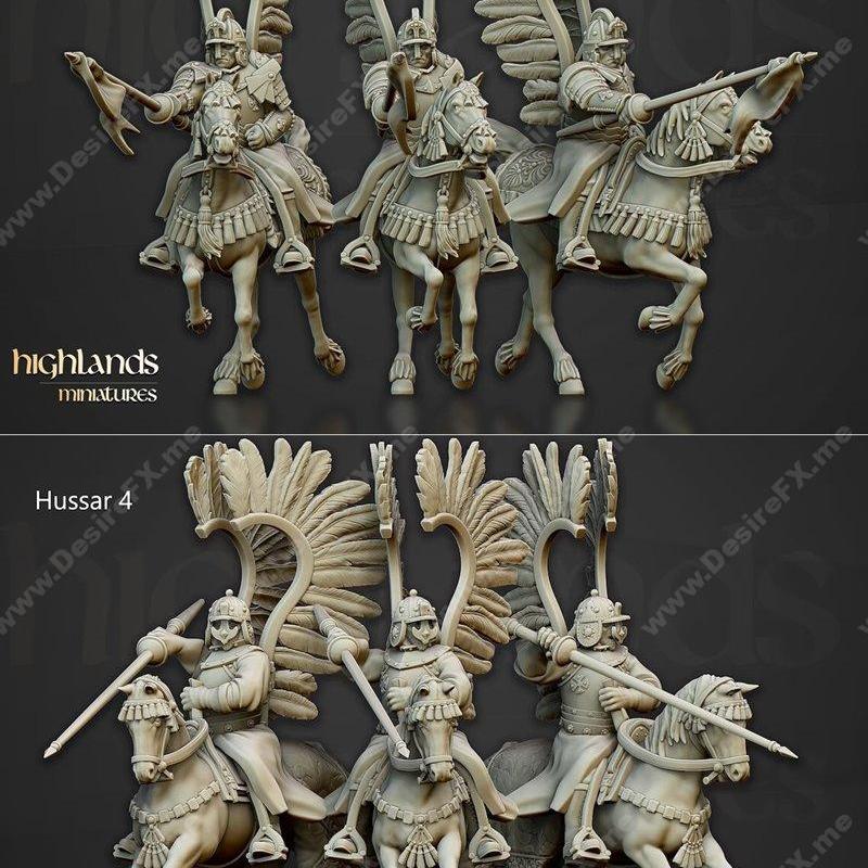 高地迷你模型——翼骑步兵 3D打印模型|Highlands Miniatures – Winged Hussars – 3D Print Model STL