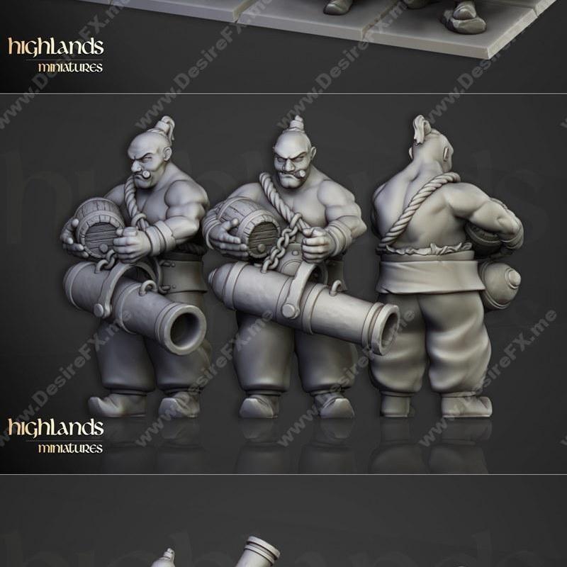 哈扎里亚枪手——3D打印模型|Highlands Miniatures – Khazarian Gunners – 3D Print Model STL