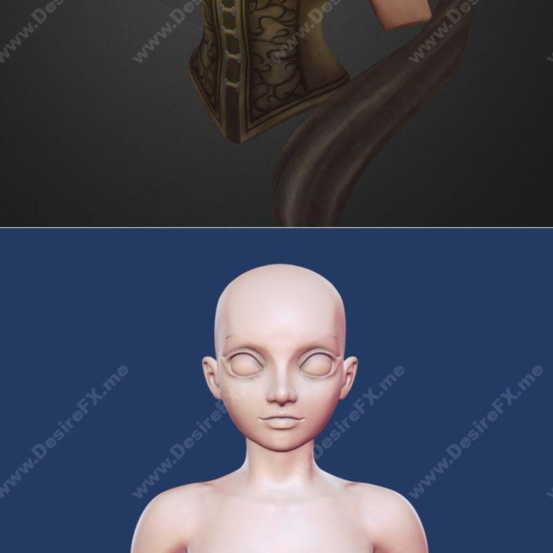 3D打印女恶魔猎人胸像模型|Female Demon Hunter Bust and Female toon bust and head – 3D Print Model STL