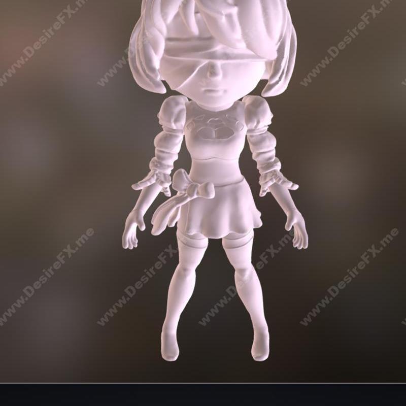 Raiden 2B 与 YoRHa 2B 可爱版 3D打印模型|RaidenRef and YoRHa No.2 Type B aka Yorha 2B and Chibi 2B – Fanart – 3D Print Model STL