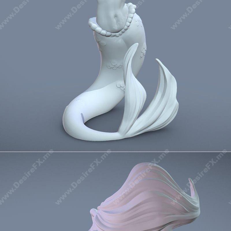 Mermaid - 3D打印模型 - 海洋生物角色设计|Mermaid – 3D Print Model STL