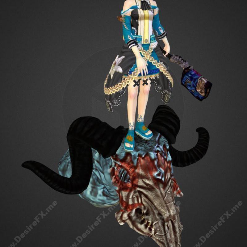 动漫少女3D打印模型STL|Summoner and Anime Character girl for Blender 10 – 3D Print Model STL