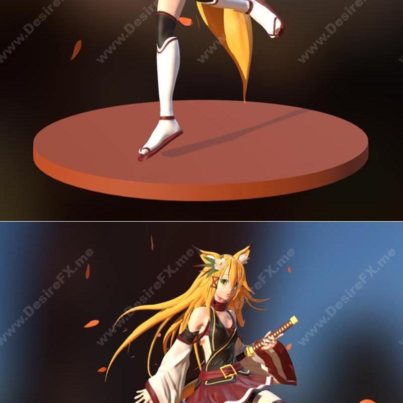 狐妹3D打印模型|Fox Girl – 3D Print Model STL