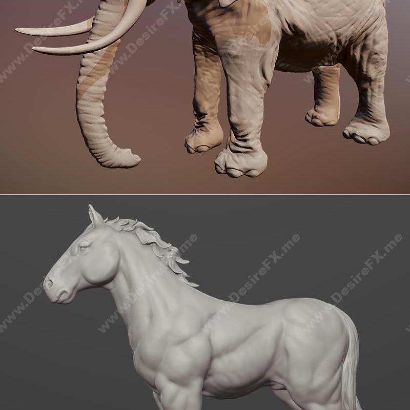 大象与战马 3D打印模型|Elephant and War Horse – 3D Print Model STL
