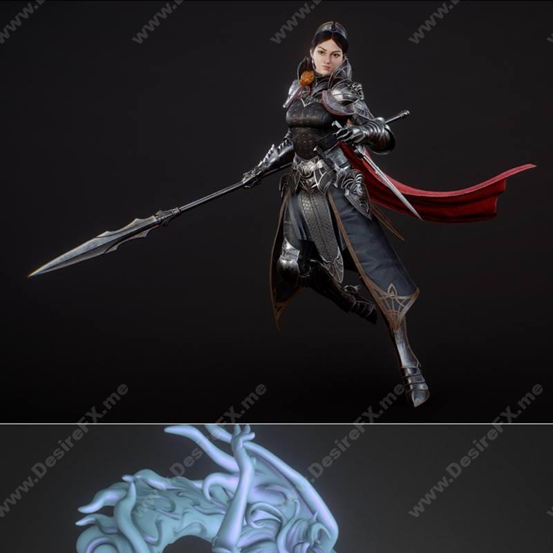 骑士公主与龙女少女——3D打印模型|Knight Princess and Misaki The Dragon Girl – 3D Print Model STL