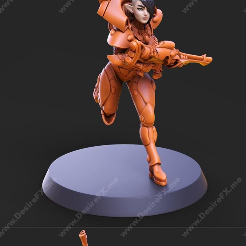 太空elf女兵姿势1-3 3D打印模型|Space Elf Female Soldier Pose 1-3
