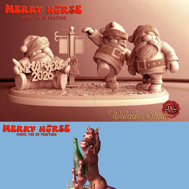 Walades Studio - 3D打印模型 - 马年吉祥马|Walades Studio – Merry horse – 3D Print Model STL
